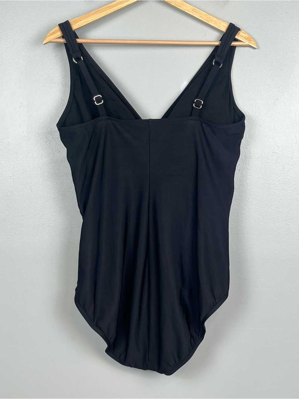 Aqua Green black modest 1 pc. full coverage swimsuit, size XL. - Picture 2 of 9